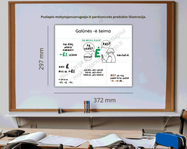 Lietuvių kalbos rašybos taisyklių DIDŽIŲJŲ PLAKATŲ rinkinys A3 (14 vnt.) - Image 14