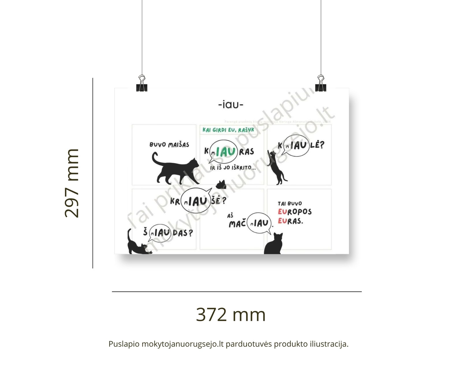 Lietuvių kalbos rašybos taisyklių DIDŽIŲJŲ PLAKATŲ rinkinys (14 vnt.) - Image 8