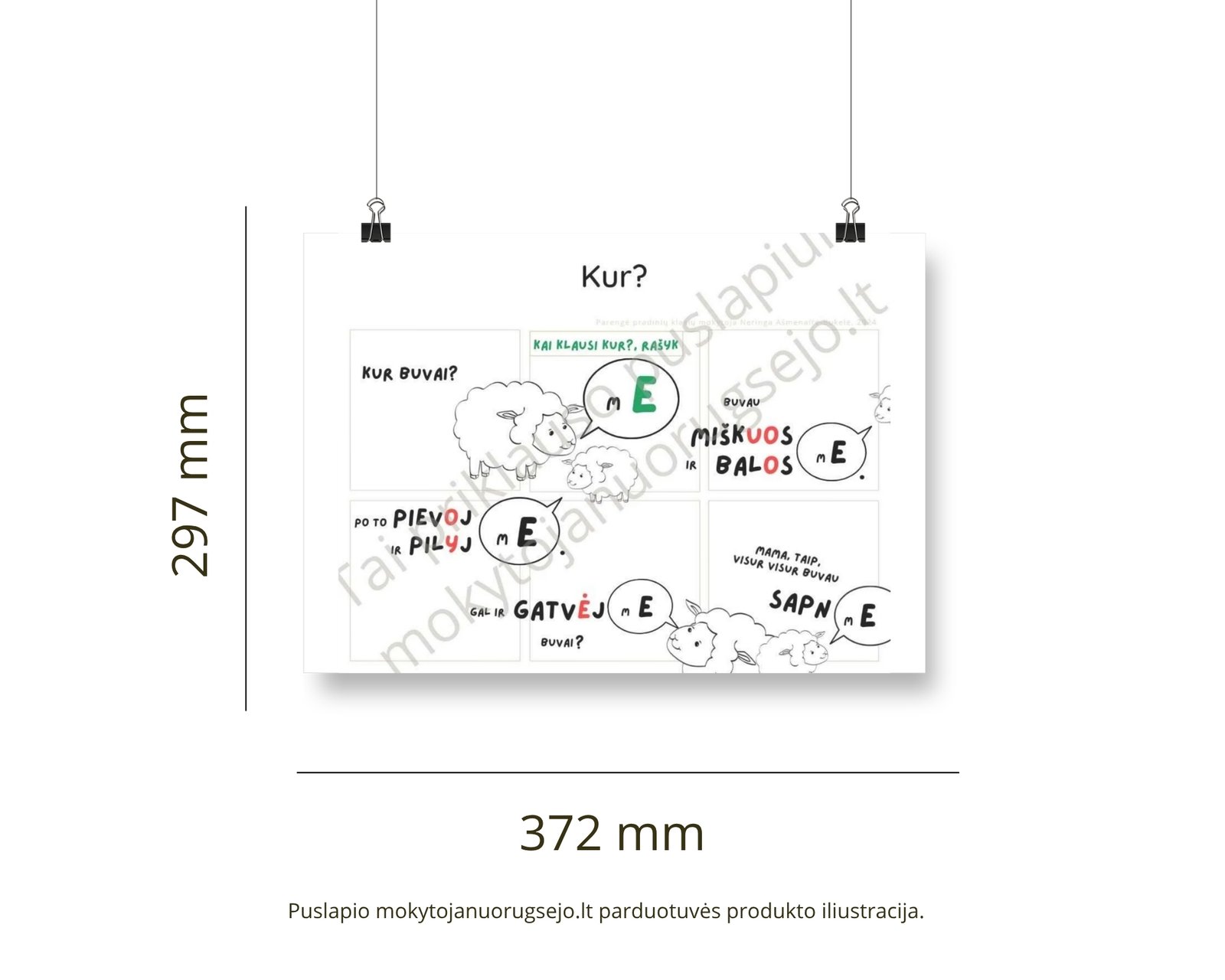 Lietuvių kalbos rašybos taisyklių DIDŽIŲJŲ PLAKATŲ rinkinys (14 vnt.) - Image 4
