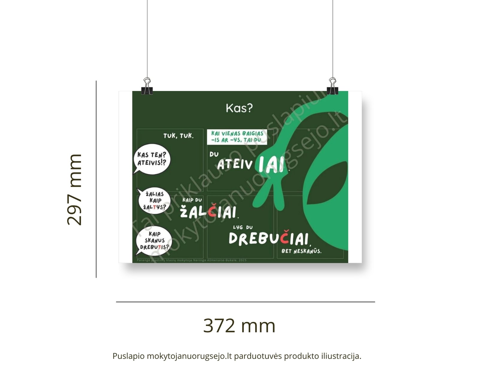 Lietuvių kalbos rašybos taisyklių DIDŽIŲJŲ PLAKATŲ rinkinys (14 vnt.) - Image 6