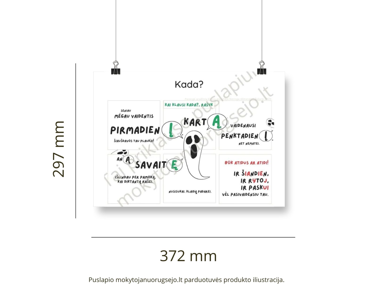 Lietuvių kalbos rašybos taisyklių DIDŽIŲJŲ PLAKATŲ rinkinys (14 vnt.) - Image 11