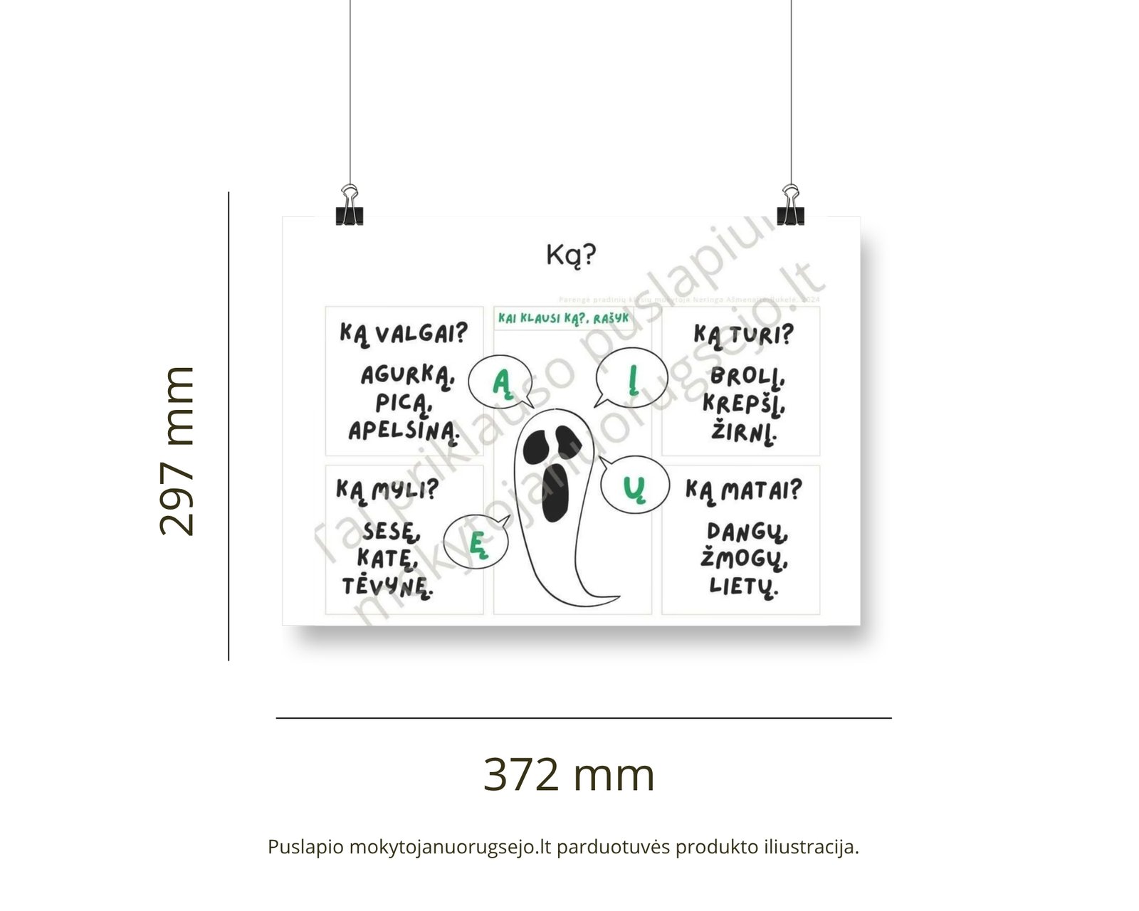 Lietuvių kalbos rašybos taisyklių DIDŽIŲJŲ PLAKATŲ rinkinys (14 vnt.) - Image 10
