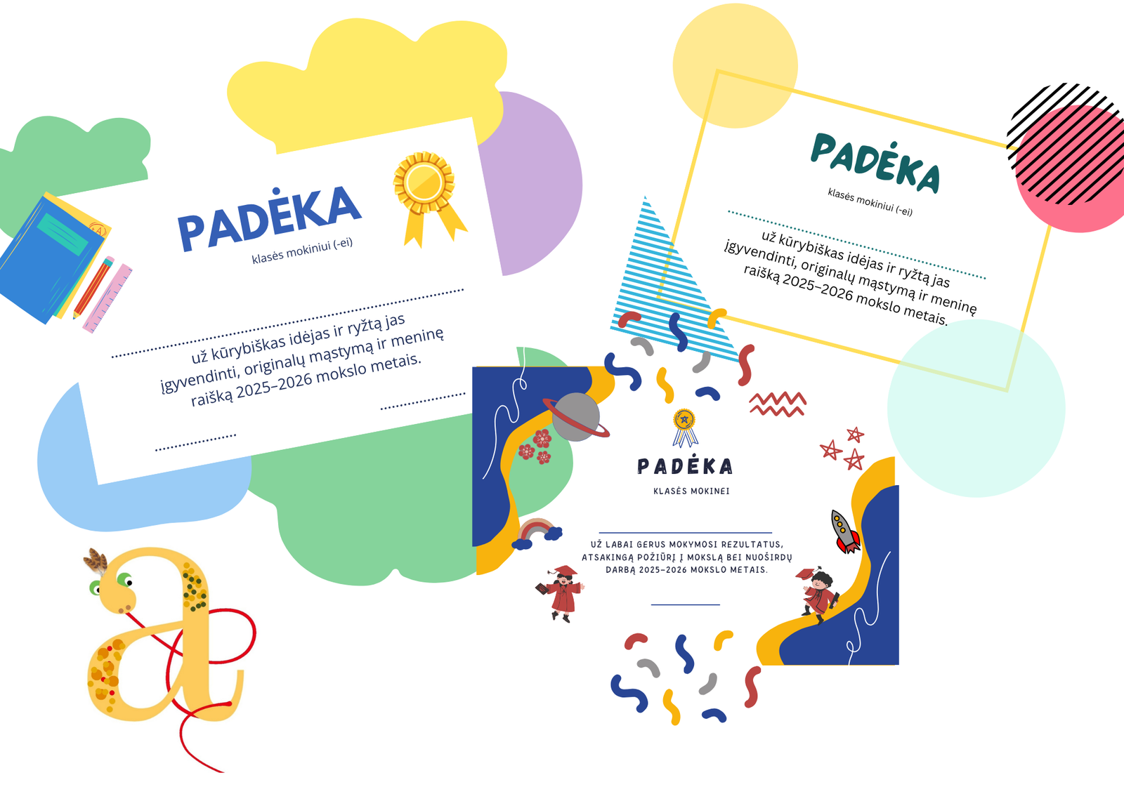 Mokslo metų baigimo padėkų šablonai 2025–2026 m. m. | PDF paruoštukas