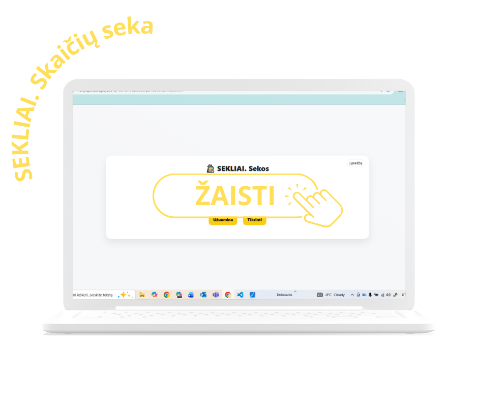 skaičių sekos seka matematinis žaidimas mokomieji žaidimai 