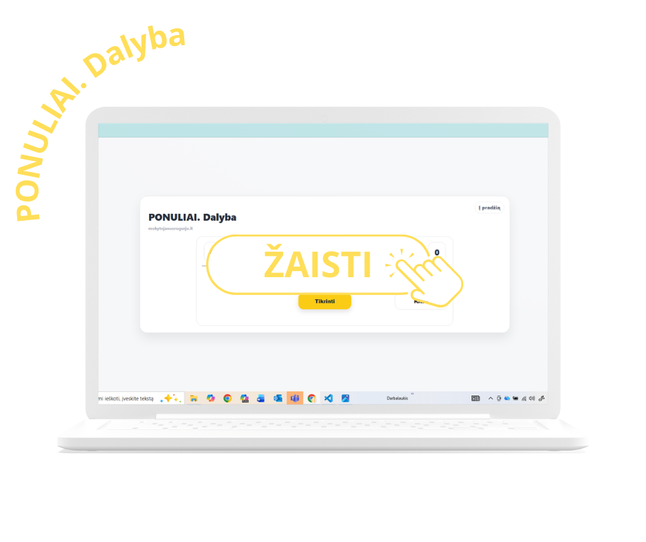 dalyba apvalios dešimtys matematinis žaidimas mokomieji žaidimai 